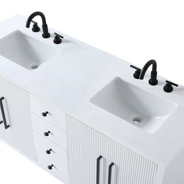 Juelle White 60" Double Vanity with Cultured Marble Top