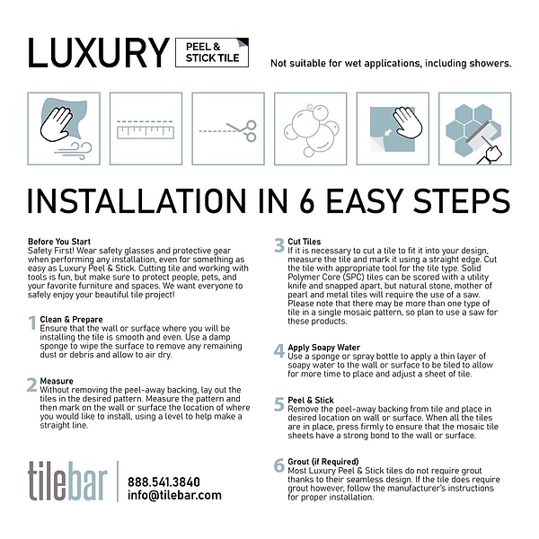 Metalway LPS Cement Gray Solid Core Peel & Stick Self Adhesive Metallic Look Matte Mosaic Tile