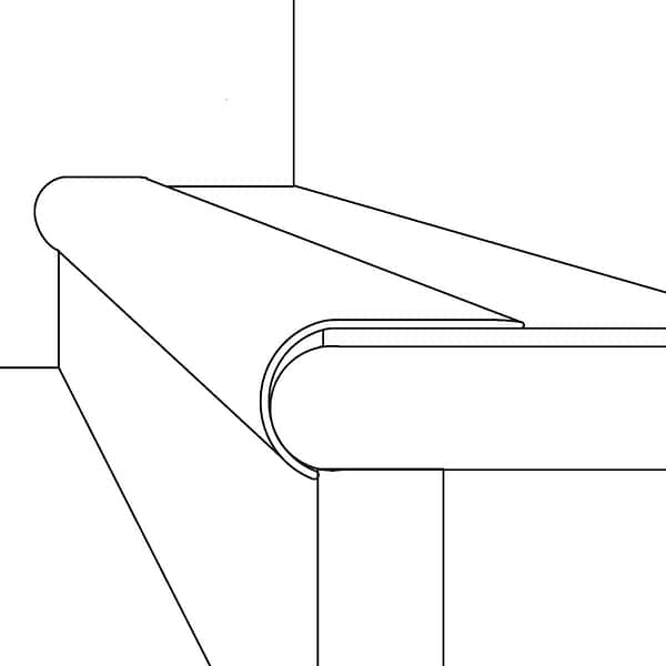 Ristretto LVT Charcoal Black 2.48x1.52x94" LVT Round Stair Nose by Versatrim
