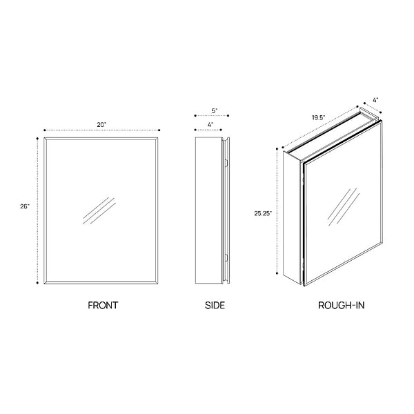 Vita Beveled 20x26" Rectangle Recessed or Wall Mounted Medicine Cabinet with Mirror