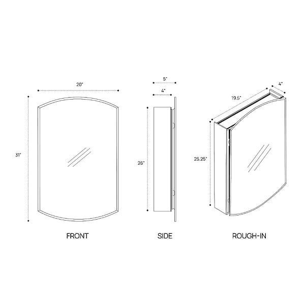 Vita Beveled 20x31" Arched Recessed or Wall Mounted Medicine Cabinet with Mirror