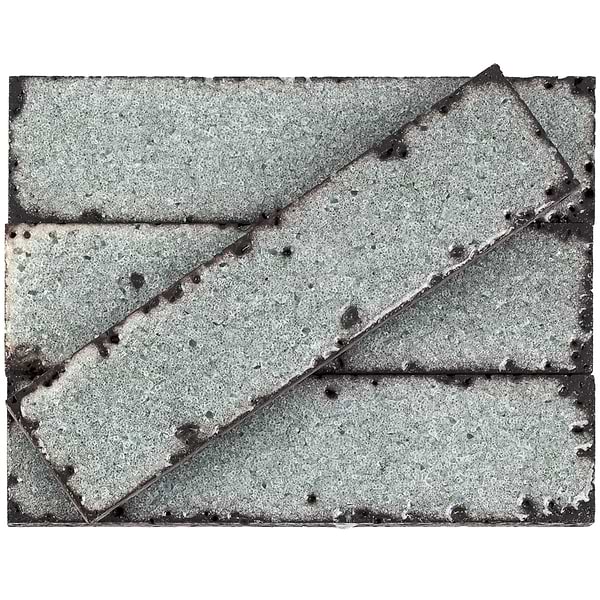 LavaArt Caspian Gray 3x12" Brick Look Crackled Glossy Lava Stone Subway Tile
