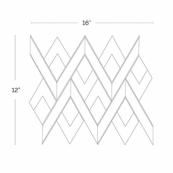 Zeta Bianco White Polished Marble and Brass Waterjet Mosaic Tile