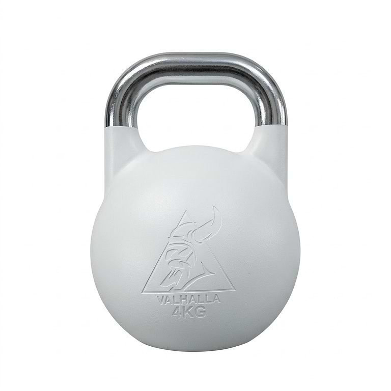 קטלבל תחרותי Valhalla מפלדה עם ידית חשופה ומידות אחידות בסטנדרט תחרותי.