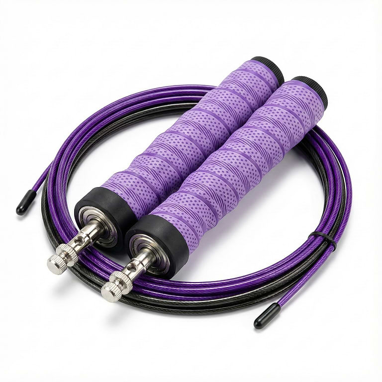 חבל קפיצה מקצועי ידיות סגולות Valhalla Combat Rope עם כבל סגל וכבל שחור