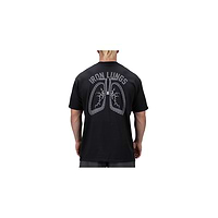 חולצת Rogue Iron Lungs שחורה עם הדפס ריאות בגב – ביגוד טכני מקצועי לספורטאי סיבולת וכוח מבית Prime Motion.