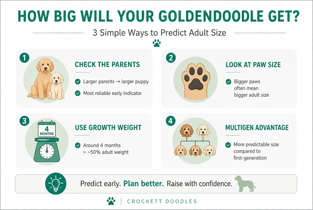 Factors used to estimate how big a Goldendoodle puppy may become