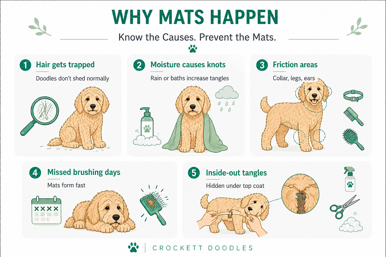 Common reasons Goldendoodle coats develop mats