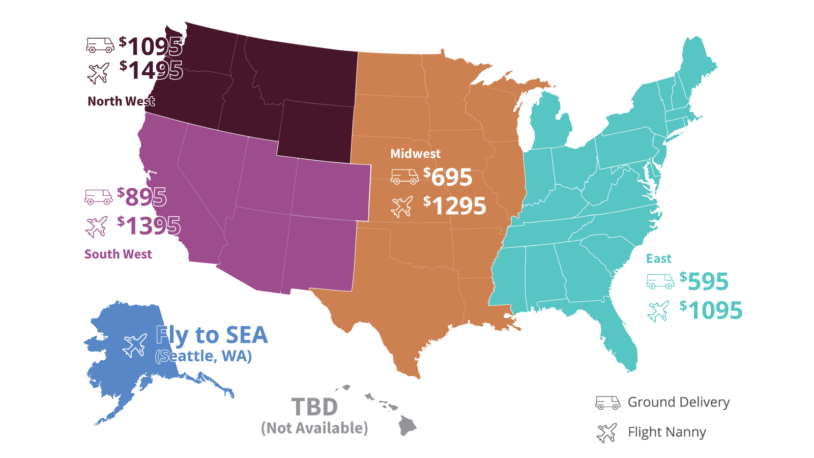 Puppy Delivery Nationwide - Zone Map
