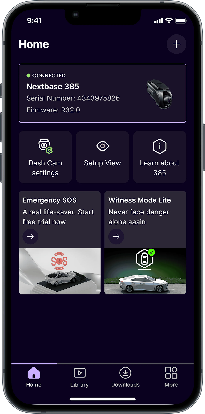 Nextbase app home screen