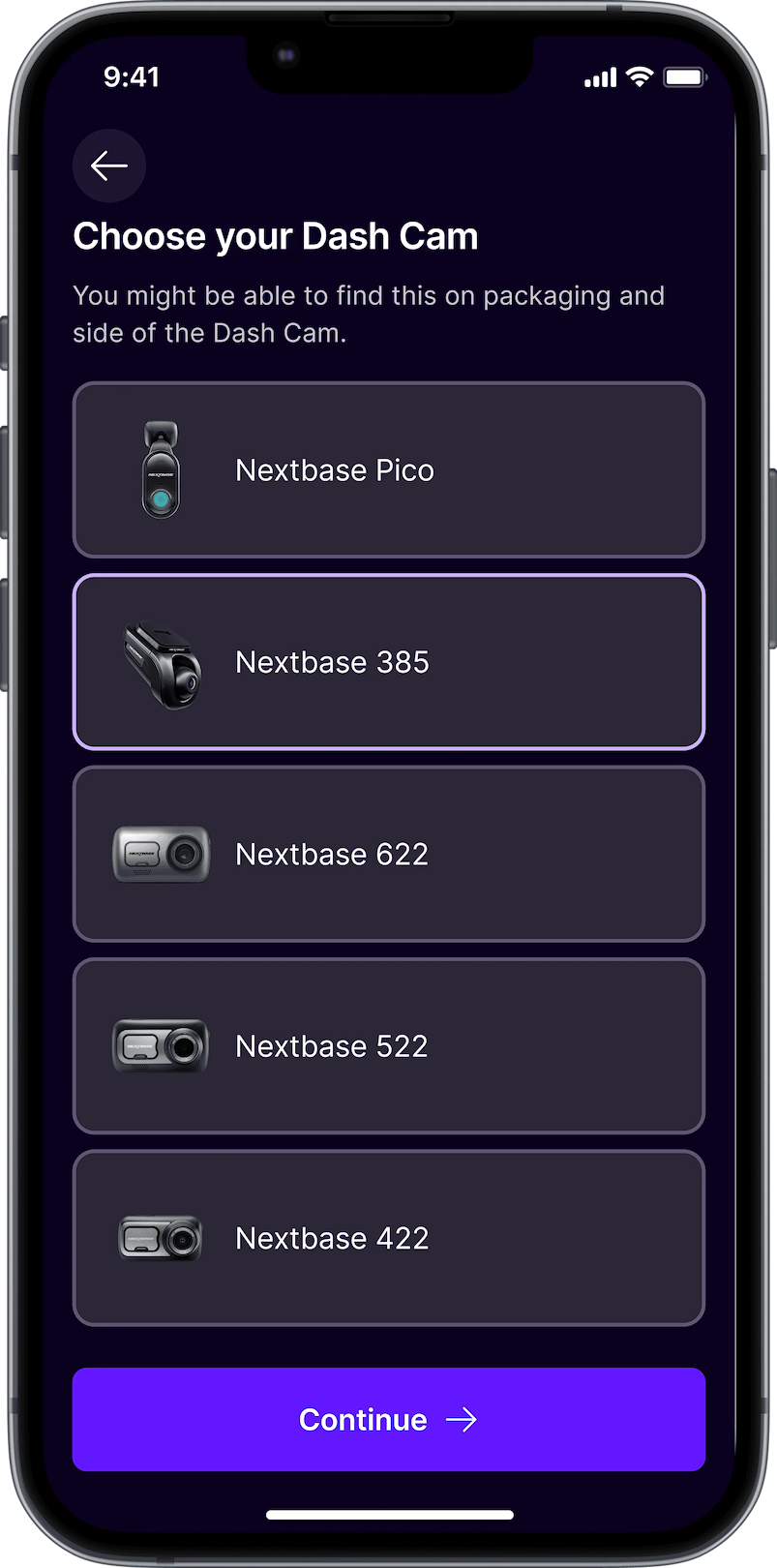 Nextbase app screen 3