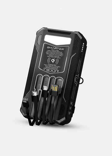 סוללת גיבוי סולרית ניידת  SMARTER Solar power bank - black