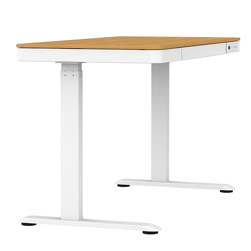 שולחן חכם מתכוונן לבן משולב עץ אלון SMARTER