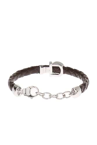 Salvatore Ferragamo  925 silver and leather bracelet