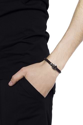 Salvatore Ferragamo  925 silver and leather bracelet